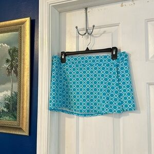Women’s Cabana Beach Nylon & Spandex Blue & White Lattice Print Skirt Size S